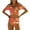 Orange, variant on Women's Ruffle Hanging Neck Halter Sexy Split High Waist Bikini Swimsuit