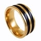 thumbnail image 2 of Anillo de acero inoxidable estilo punk para hombre, con rayas y banda para el dedo., 2 of 5