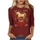 thumbnail image 3 of TaTaai Womens New Year Celebration 2026 Print Three Quarter Sleeve Top Round Neck Casual Blouse Holiday Festival Party Wear Gift, 3 of 5
