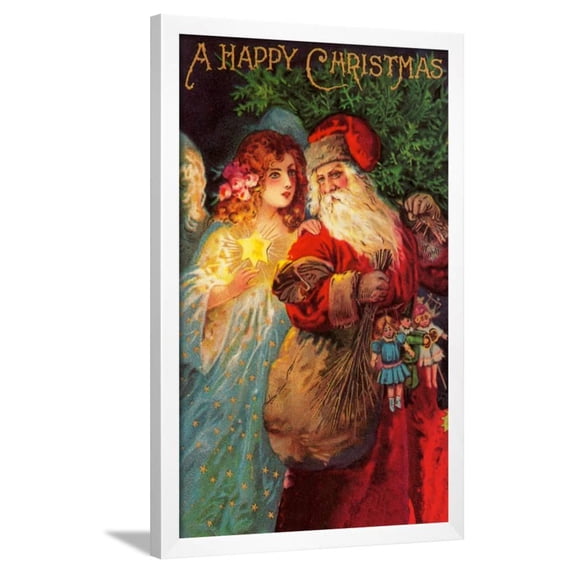 Happy Christmas, Framed Art Print Wall Art by Vintage Apple Collection Sold by Art.Com