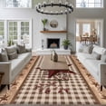 thumbnail image 4 of Western Texas Star Washable Area Rug 5 x 8 ft Vintage Red Star Berry Black Plaid Wood Grain, Soft Non Slip Rugs Stain Repellent Indoor Felt Carpet for Living Dining Room Bedroom Home Office, 4 of 9