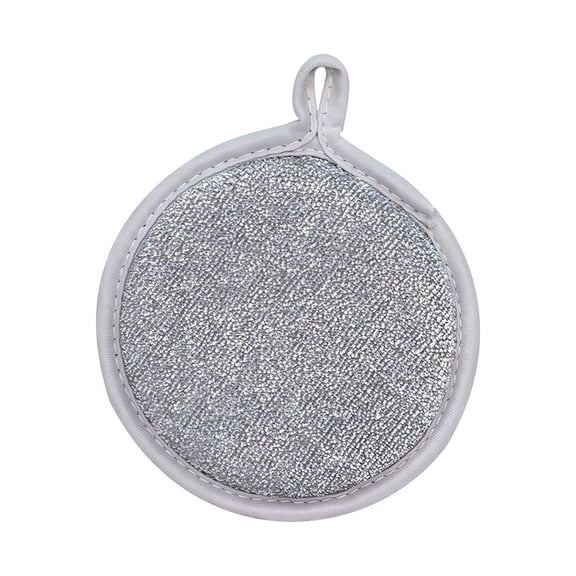 ACDANC 5-Pack 4.7-Inch Round Dish Sponges,Silver Kitchen Scrub Sponges for Cleaning