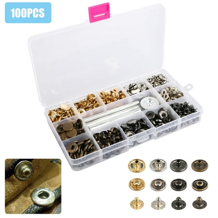 EEEkit 100Sets 12.5mm Snap/Fastener/Button Tool Kit for Leather,Coat,Down Jacket,Jeans Wear and Bags