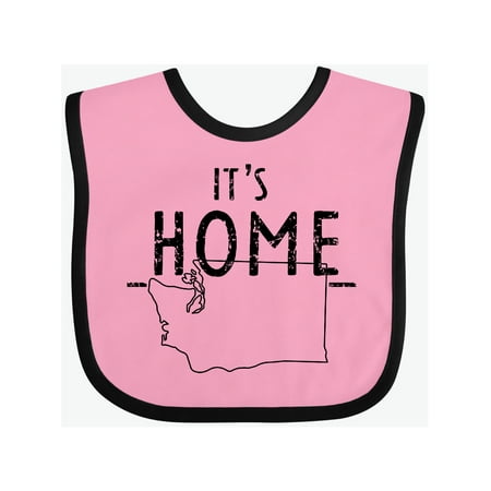 

Inktastic It s Home- State of Washington Outline Distressed Text Gift Baby Boy or Baby Girl Bib