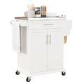 thumbnail image 3 of Portable Kitchen Island Cart With Stainless Steel Countertop, Drawer, Towel Rack, Spice Rack In For Space Optimization Mobile Trolley Counter - Cream White, 2 Shelf, And Transport, 3 of 5