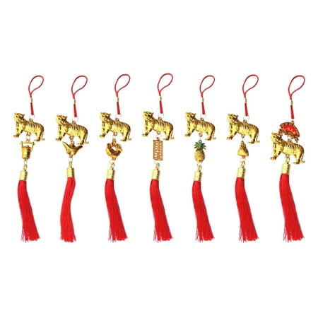

NUOLUX 7Pcs Spring Festival Chinese Tiger Pendants Exquisite Bonsai Decors Tag Decors