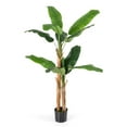 thumbnail image 1 of Costway 1 PCS 5.5 FT Tall Artificial Banana Tree with 10 Large Leaves Double Stalks Natural Bark, 1 of 9