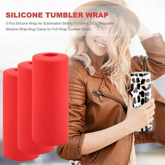 3 Pcs Silicone Wrap for Sublimation Skinny Tumblers 20Oz Reusable Mug Clamp Full Tumbler Blank