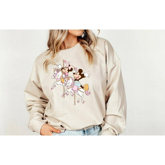 Cute Mickey Minnie Carousel Shirt, Mickey And Minnie Sweatshirt, Magical Disney Castle Shirt, Disneyworld Tee, Disney Shirt For Family Kids