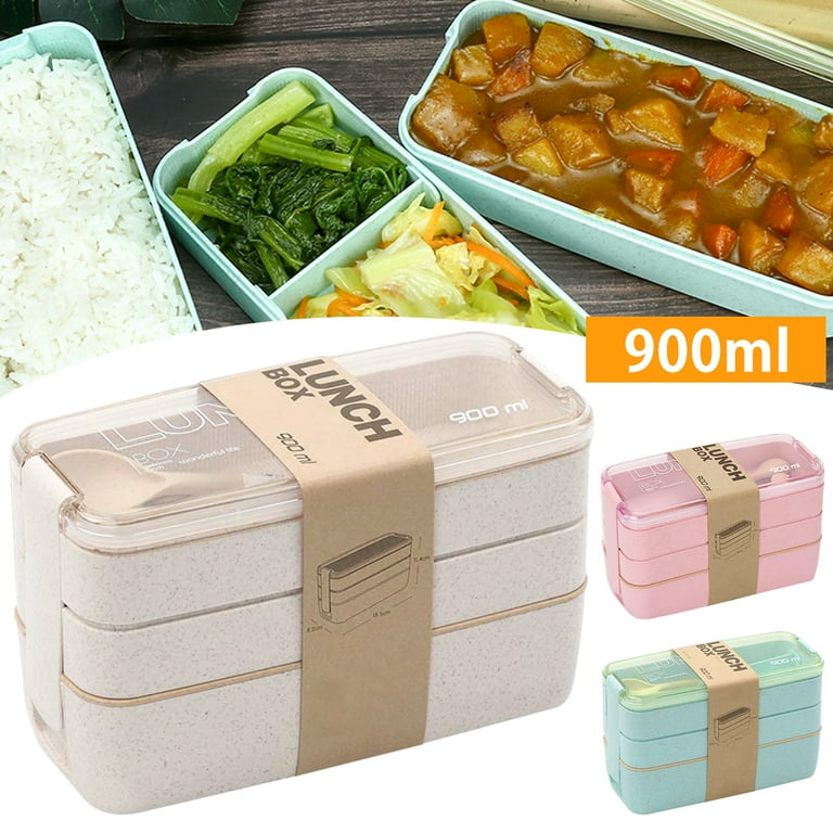 900ml Bento Box for Kids 3 Stackable Lunch Box Leak-proof Portable