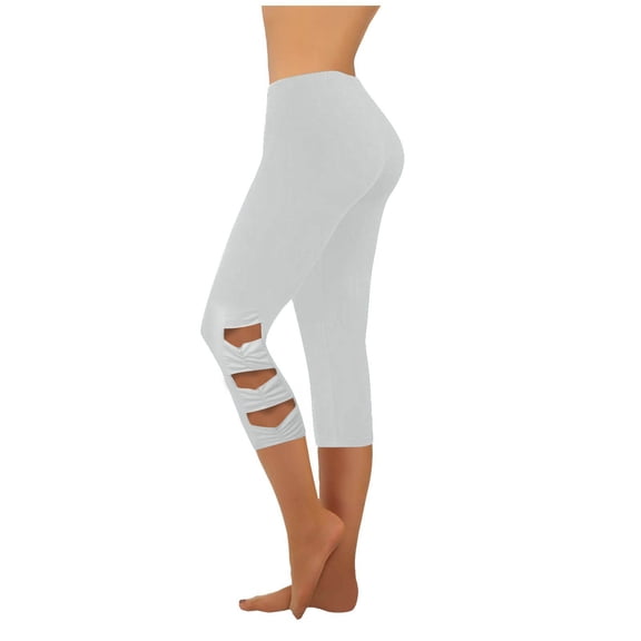 Admvng Women's Cutout Capri Leggings, High Waisted Compression Yoga Pants