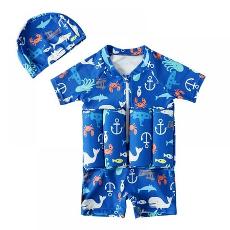 

Kids Floatation Swimsuit with Buoyancy Kids Floatsuit Swimwear One Piece Swimwear Bathing Suit Rashguard Swimsuit with Cap
