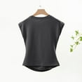 thumbnail image 5 of Summer Plus Size Tops For Women Solid Color Sleeveless Crew Neck Pleated Causal Loose Pullover Blouse Shirts Summer Fashion Women Shirts Under $7 Dark Gray M, 5 of 5