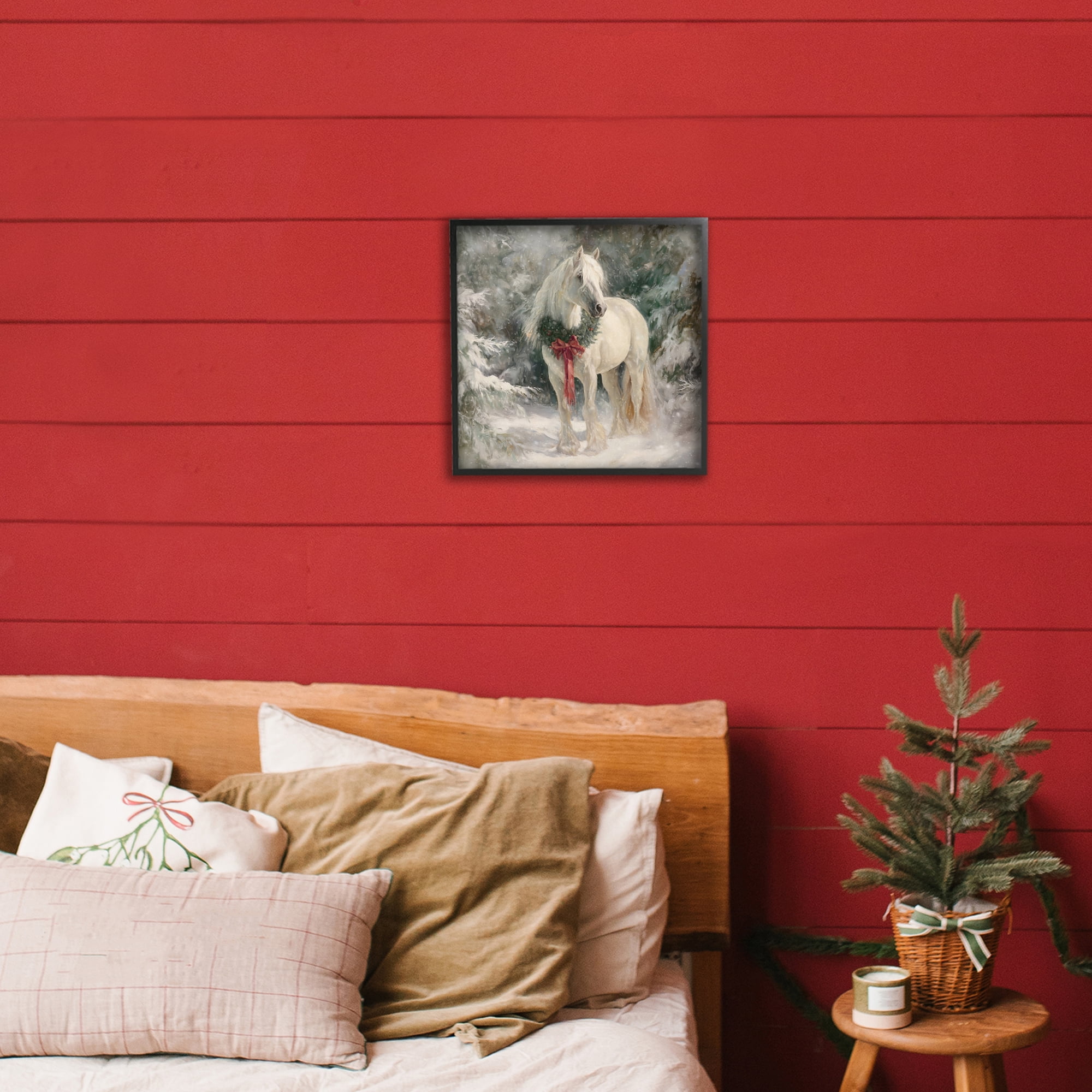 Stupell Industries Pretty Christmas Mare Black Framed Giclee Art, design by Tina LeCour