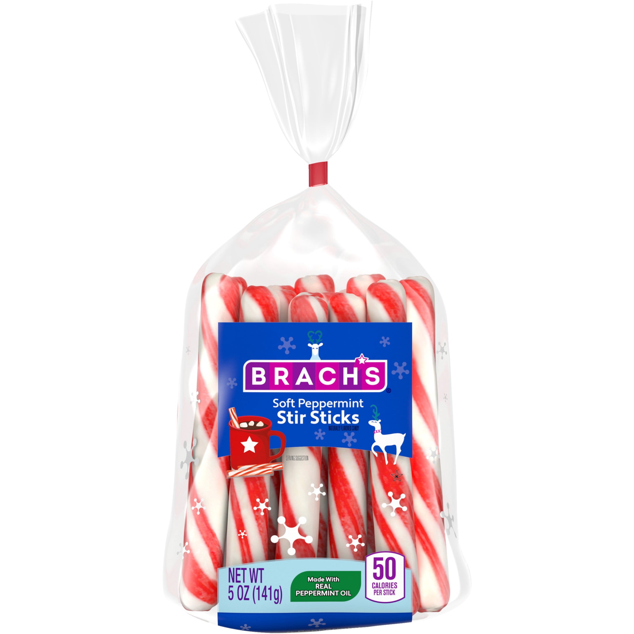 (2 pack) Brach's Holiday Soft Peppermint Stir Sticks Bag, Christmas Candy, Hot Chocolate Stir Sticks, 5oz