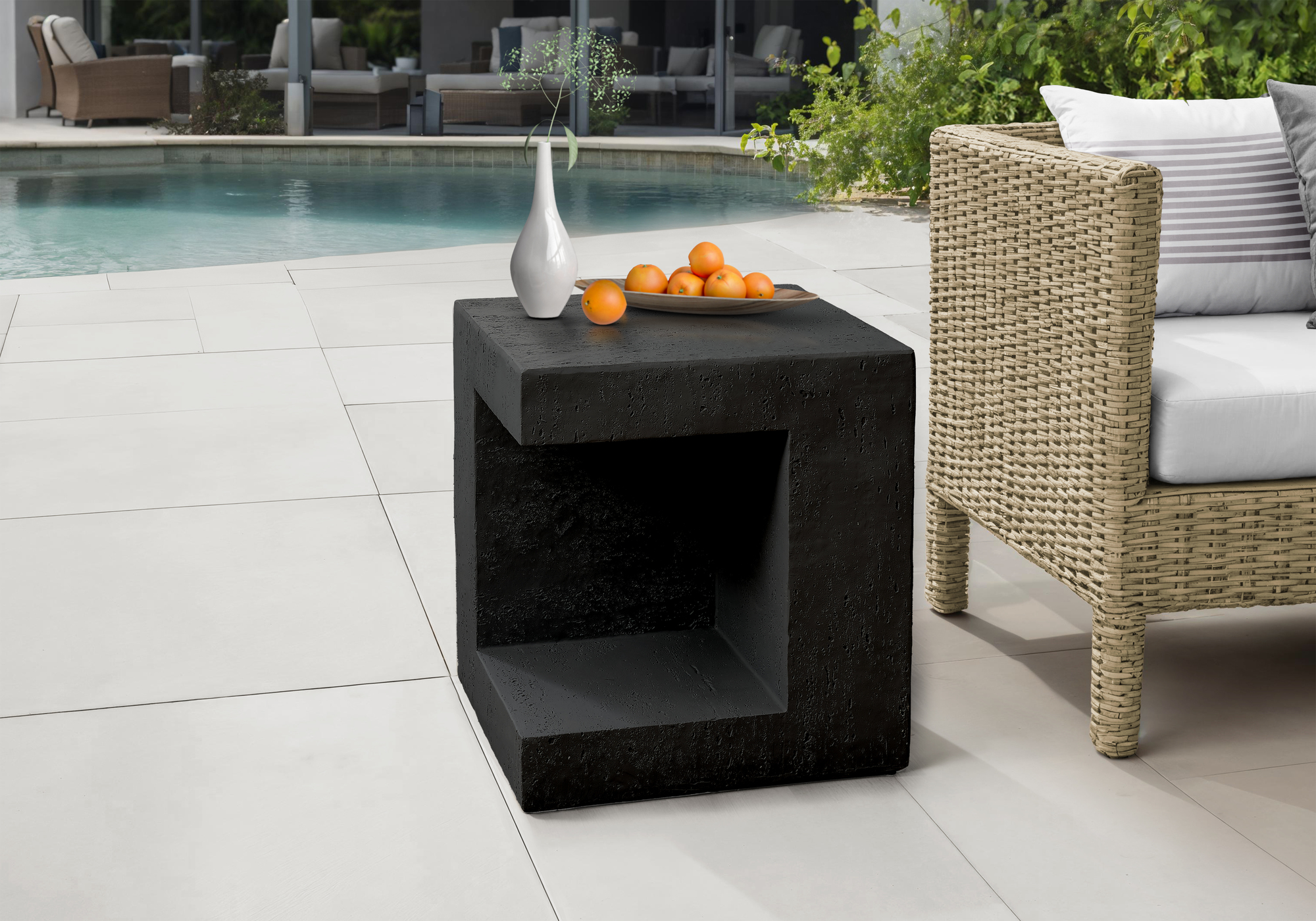 Monarch Specialties - Table D'Appoint, 25"H, Intérieur Ou Extérieur, Table D'Appoint, Table De Nuit, Bout, Carré, Chambre À Coucher, Salon, Noir, Contemporain, Moderne