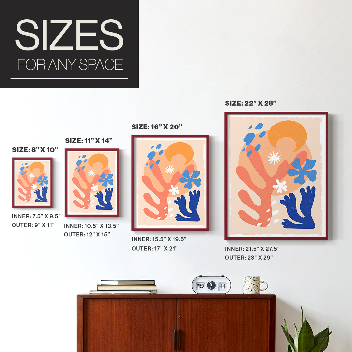 Matisse CDLXXI in Red Solid Wood Framed Print No Nail Hanging