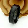 thumbnail image 2 of Men's Women's Tungsten Wedding Band Engagement Ring 8mm High Polished Black IP Plated with Black Carbon Fiber Inlay Beveled Edge, 2 of 4