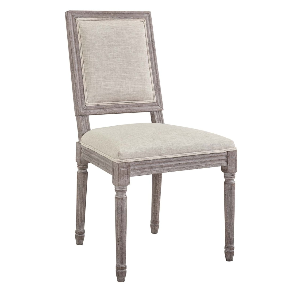 Modway Court 20" Polyester Fabric Dining Side Chair in Beige (Set of 2)