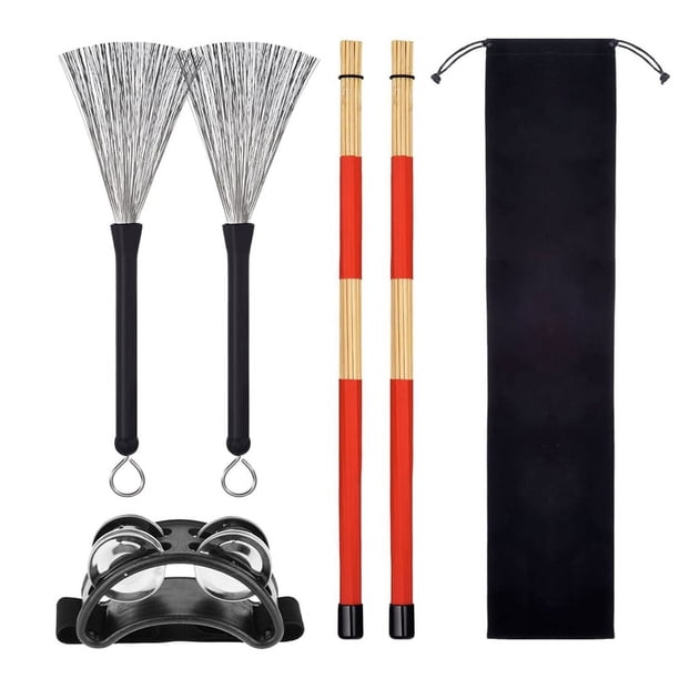 4 Uds Tambor Profesional Ligero de Madera Cepillos de Tambor AcúStico Juego de Herramientas de para Amantes de los Jugadores de Tambor