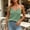 Green, variant on Women's Solid Color V Neck Sleeveless Top Pineapple Grid Lace Trim Adjustable Spaghetti Strap Camisole White