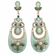 Handmade Jade Green Enamel Drop Floral Filigree Statement Earrings For Women by Isabella Jewelry