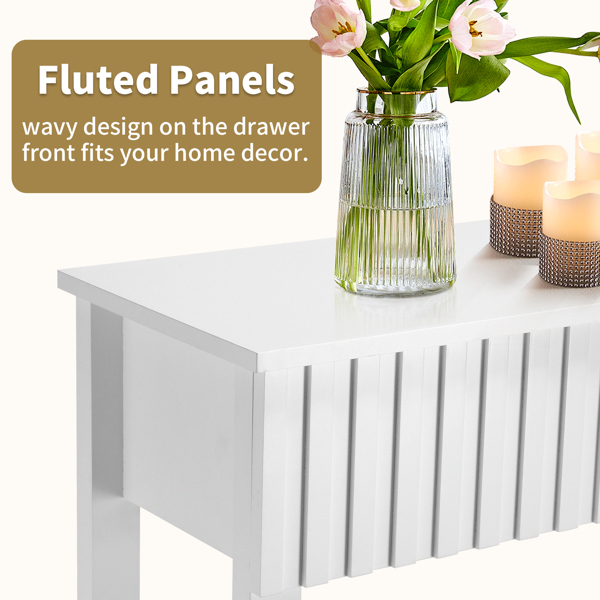 Modern White Console Table with 3 Drawers & Open Shelf, 51.2" Sofa Table for Entryway, Hallway, Behind Couch, MDF Construction, Handleless Design