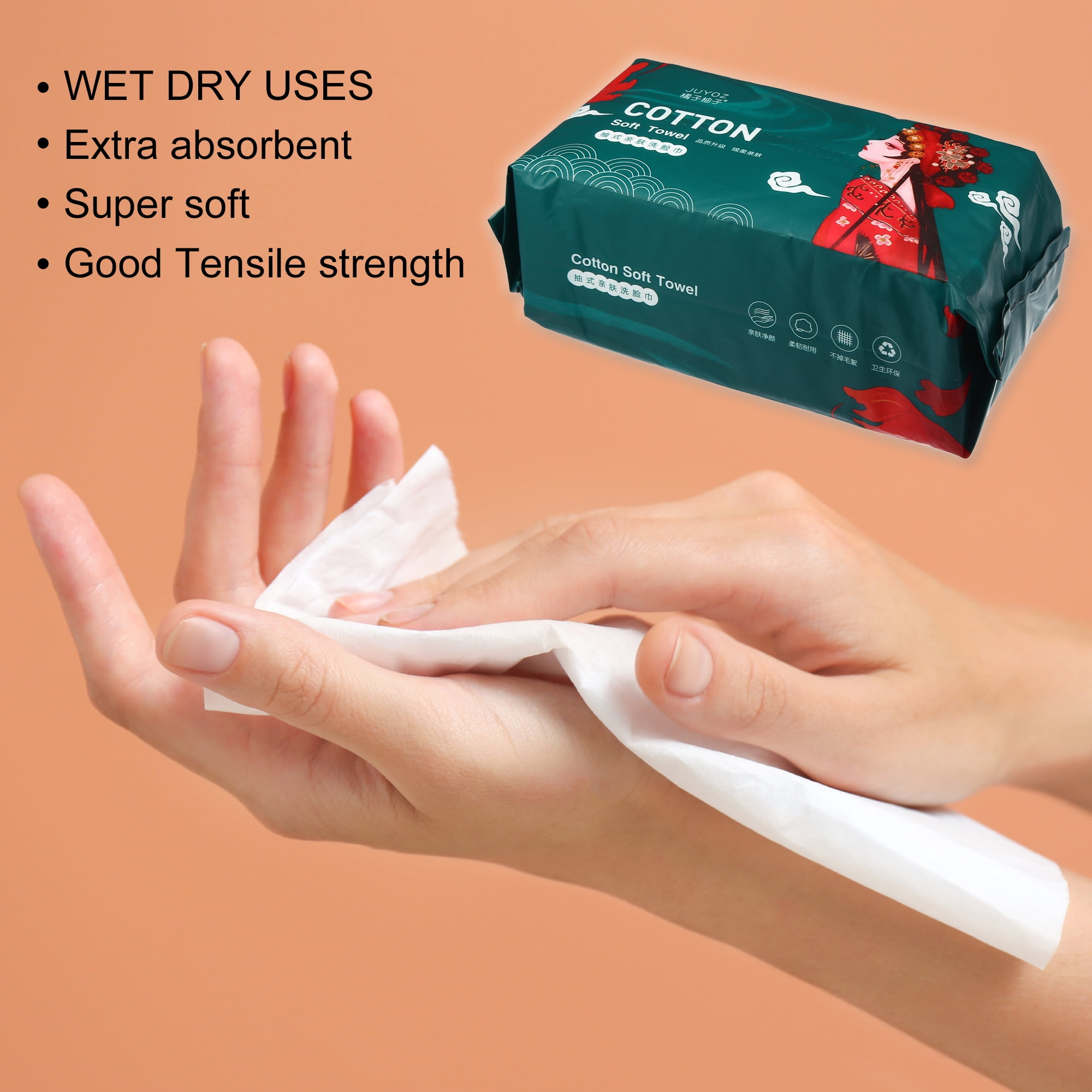 Unique Bargains Pack of 60pcs Disposable Face Towel Tissue Dual-use White 7.87"x7.87"