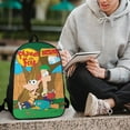 thumbnail image 6 of Phineas And Ferb Backpack, 17 Inch Laptop Backpack, Water-Resistant BookBag, Adjustable Shoulder Straps, Durable 600D Polyester, 6 of 9