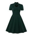 thumbnail image 1 of Bigersell Robes Vintage pour Femmes à Manches Courtes, Col en V, Taille Haute, Robe à Boutons, Robes d'Été pour Femme, Robes Patineuse pour Femmes, Style 25680, Vert m, 1 of 9