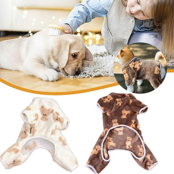 HPDL Puppy Dog Velvet Pajamas Pullover Plush Jumpsuit Pet Clothes Cute Cartoon