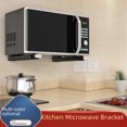 thumbnail image 1 of Wall-Mounted Stainless Steel Foldable Microwave Shelf with Adjustable Length - Heavy-Duty Oven Rack Bracket for Kitchen Space Saving, Easy Assembly with Included Screws (Black, 1 Pair), 1 of 5