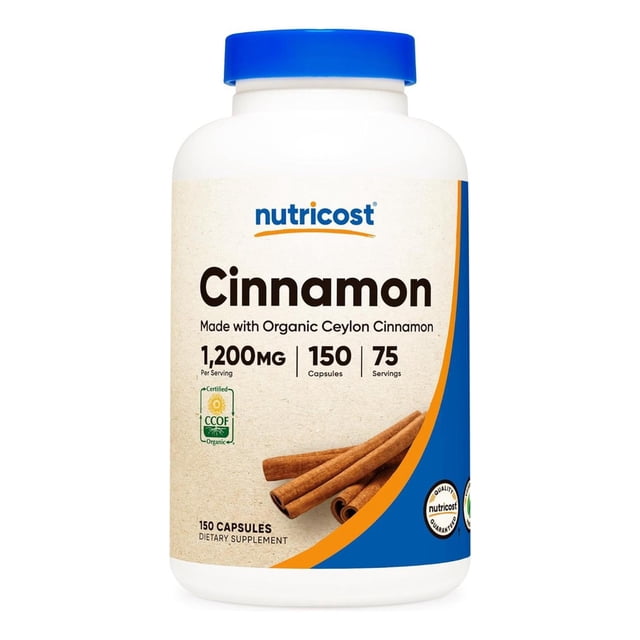 Suplemento de Canela Orgánica de Ceylan Nutricost 150 cápsulas
