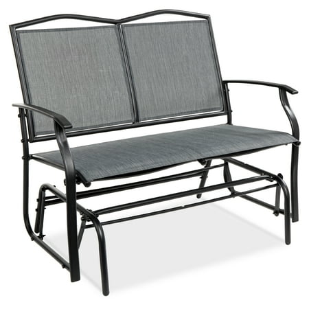 Best Choice Products 2-Person Outdoor Swing Glider Patio Loveseat Steel Bench Rocker for Porch w/ Armrests - Gray