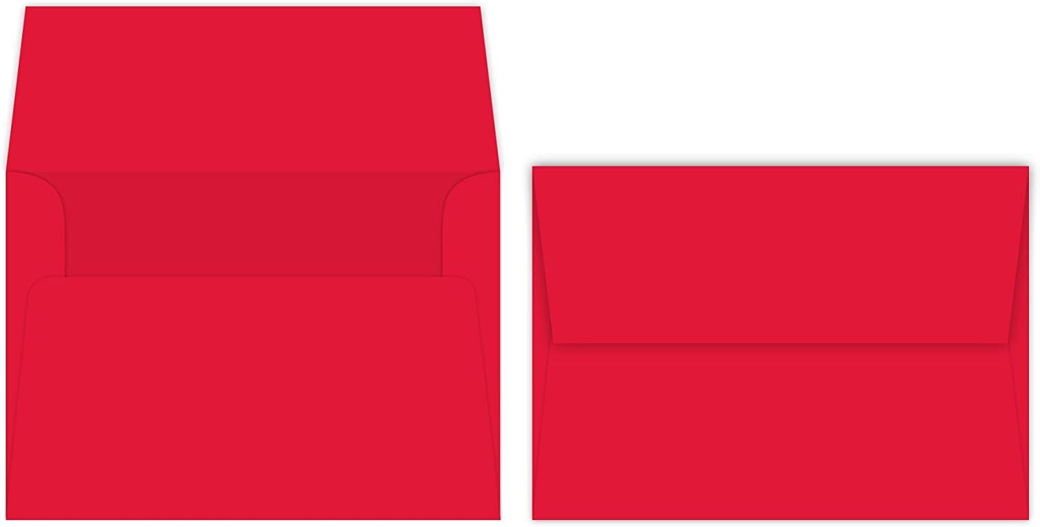 Red A7 Bright Color Envelopes 5 1/4 x 7 1/4 Inches Perfect for 5x7