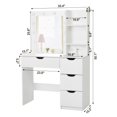thumbnail image 2 of Coiffeuse de 35 Pouces avec Miroir et Lumières, Coiffeuse à 3 Modes d'Éclairage Réglables avec 4 Tiroirs et Barre d'Alimentation Intégrée, Table de Maquillage Moderne pour Chambre, Studio de Maquillage, 2 of 8