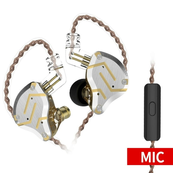 Wired Headphone, KZ ZS10 Pro IEM in Ear Monitor, 4BA 1DD KZ Earbuds Headphone Multi Driver in Ear Earphone IEM, KZ Earphone, on Stage Monitor for Singer Guitarist Drum(Gold, with Mic)