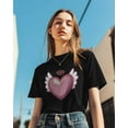 thumbnail image 5 of Women's T-Shirts, Valentine's Day Sweet Love Heart Cotton Crewneck Tee Short Sleeve Casual Tops Loose Graphic T-Shirt Black, M, 5 of 7