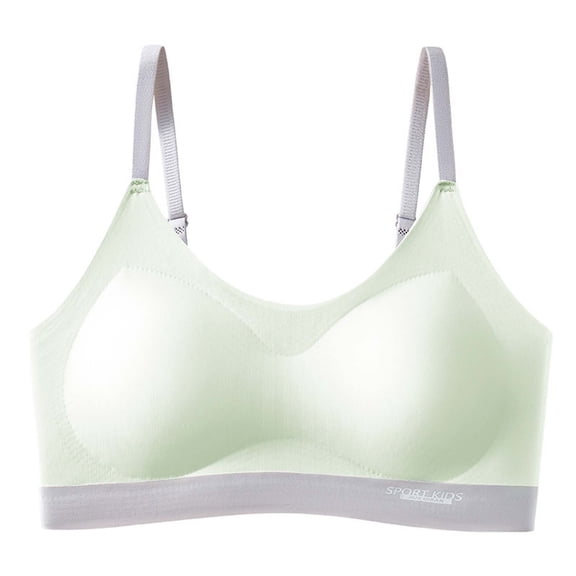 Teen Girls Training Bra 7-13 Years Bralette Soft Stretchy Fabric Built-in Padding Sports Daily Wear Seamless Smooth One-Piece Seamless Desig Green 9-10 Years