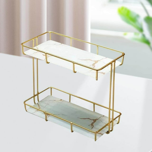 Storage Rack Multi-layer Storage Box Perfume Jewellery Organizer Household Shelves Storage Rack Display Container Basket S Double Layer White