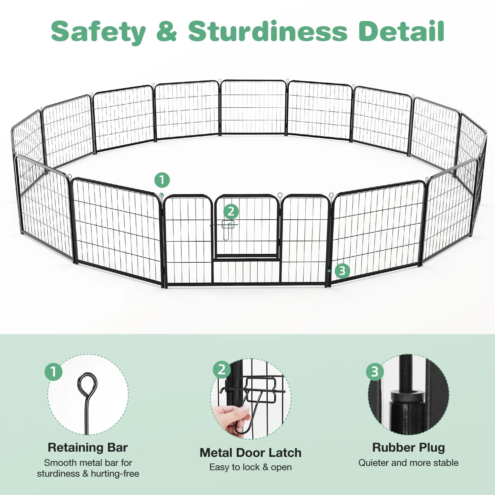 GIANNA Indoor Dog Playpen - Stress-Free and Safe Play, 24 Inch 8 Panels for Small and Medium Dogs