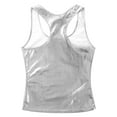 thumbnail image 4 of DPOIS Womens Shiny Metallic Sleeveless Racer Back Camisole Tank Top Vest Silver M, 4 of 7
