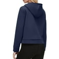 thumbnail image 5 of APEXFWDT Women's Cropped Hooded Sweatshirt Long Sleeve Zip-Up Athletic Jacket Sporty Casual Outerwear with Pockets,M,Navy, 5 of 9