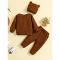 thumbnail image 2 of Bagilaanoe 3pcs Newborn Baby Girl Boy Long Pants Set Long Sleeve Pullover Tops + Trousers + Hat 3M 6M 12M 18M 24M Casual Outfits, 2 of 8