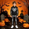 thumbnail image 2 of Ruiwill Toddler Boys 2 Piece Outfit Set Skeleton Print Long Sleeve Hooded Collar Hoodie With Pants Set Winter Halloween Breathable Boy Outfit Set Size 3-4 Years Black, 2 of 5