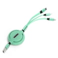 thumbnail image 1 of Cable cargador de carga rápida para teléfono móvil con múltiples cabezales y línea de datos telescópica 3 en 1 de 3 A, color verde, 1 of 5