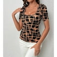 thumbnail image 3 of SOMER Women's Top Short Sleeve Graphic T Shirt for Women Summer Printed Square Neck Casual Tees, 3 of 6