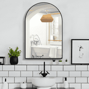CONGUILIAO Arch Wall Mirror Bathroom Arched Mirror 20x30 Vanity Mirror Metal Black Mirror