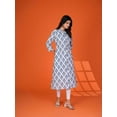 thumbnail image 4 of Grey Blue Ikkat Print Long Kurti in Cotton Cambric, 4 of 5