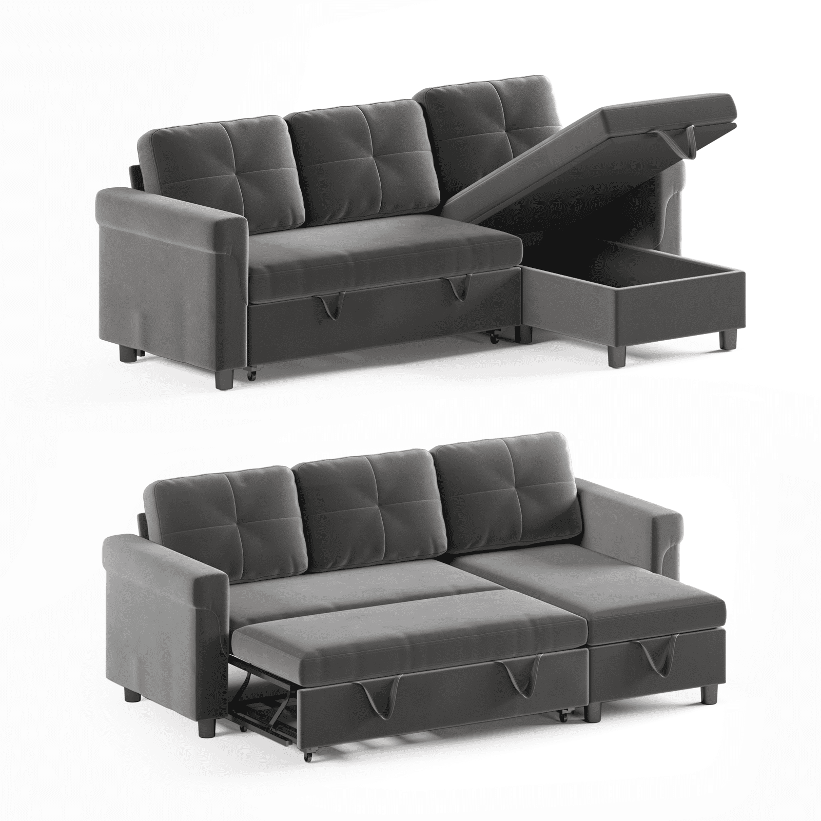 Mjkone Reversible Sectional Sofa Couch with Storage Chaise, Modern